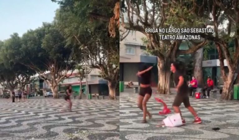 [Vídeo]: Confusão entre grupo de pessoas é registrada no Centro de Manaus