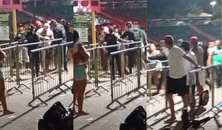 Confusão na entrada do FECANI termina com homem contido por policiais em Itacoatiara
