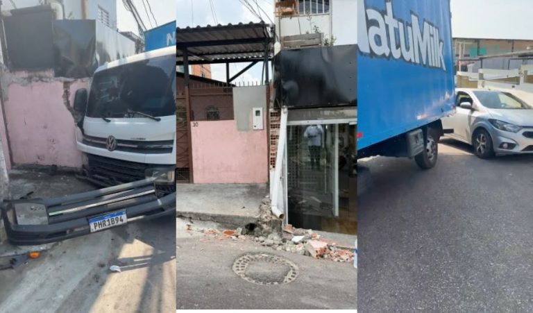 Caminhão perde controle e invade residência no bairro da União em Manaus